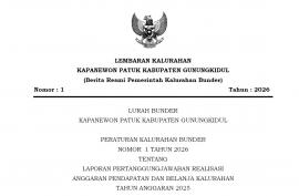 PERATURAN KALURAHAN BUNDER NO 1 TAHUN 2026 TENTANG LAPORAN REALISASI APBKAL 2025